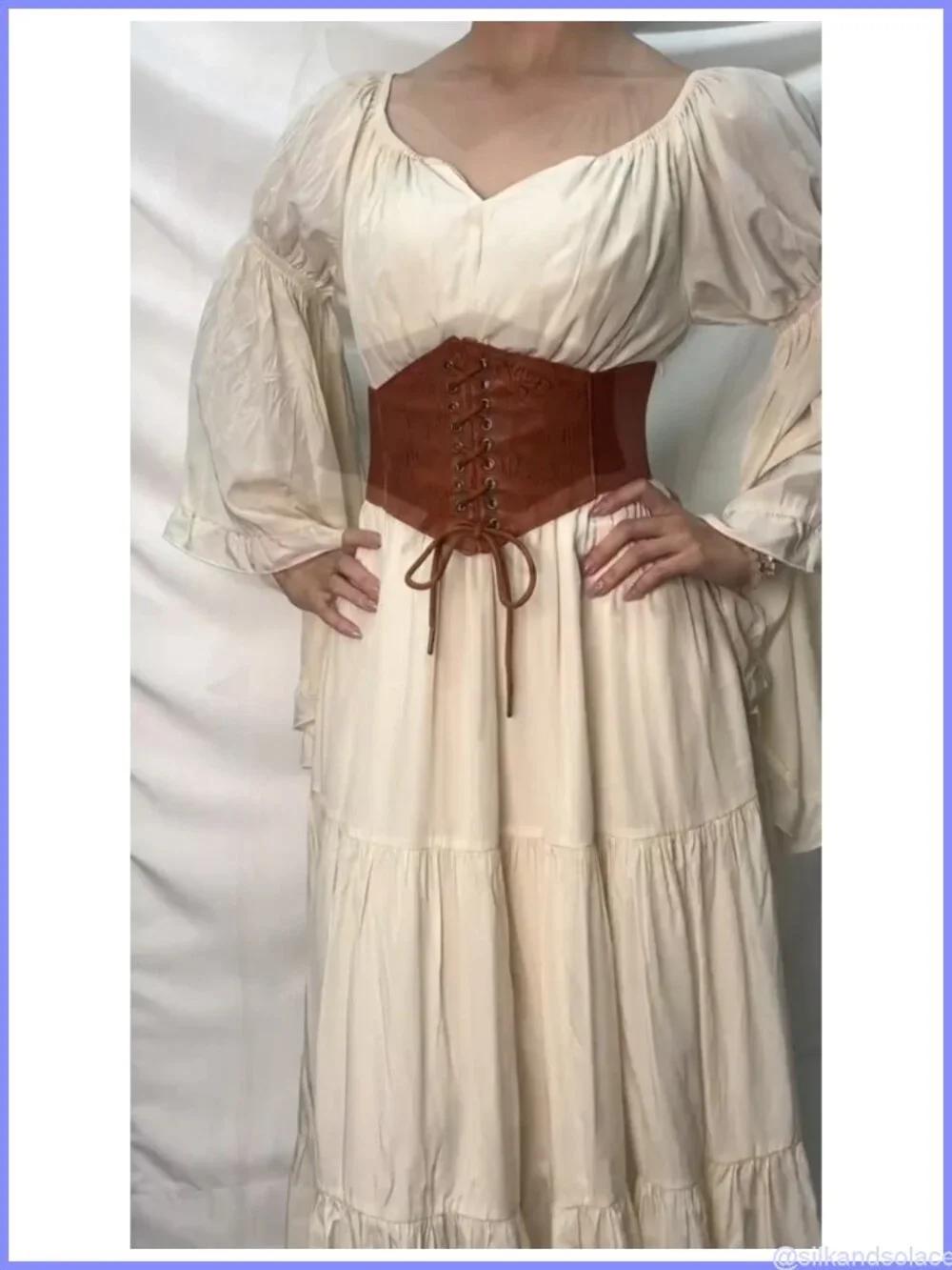 Renaissance Corset Belt Women Lace Up Wide Elastic Waist Faux Leather Pirate